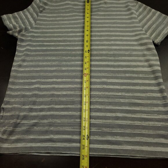 Theory Gaskell Womens L Shirt Pinnate Stripe Light Gray‎ Heather V-Neck - Picture 9 of 13